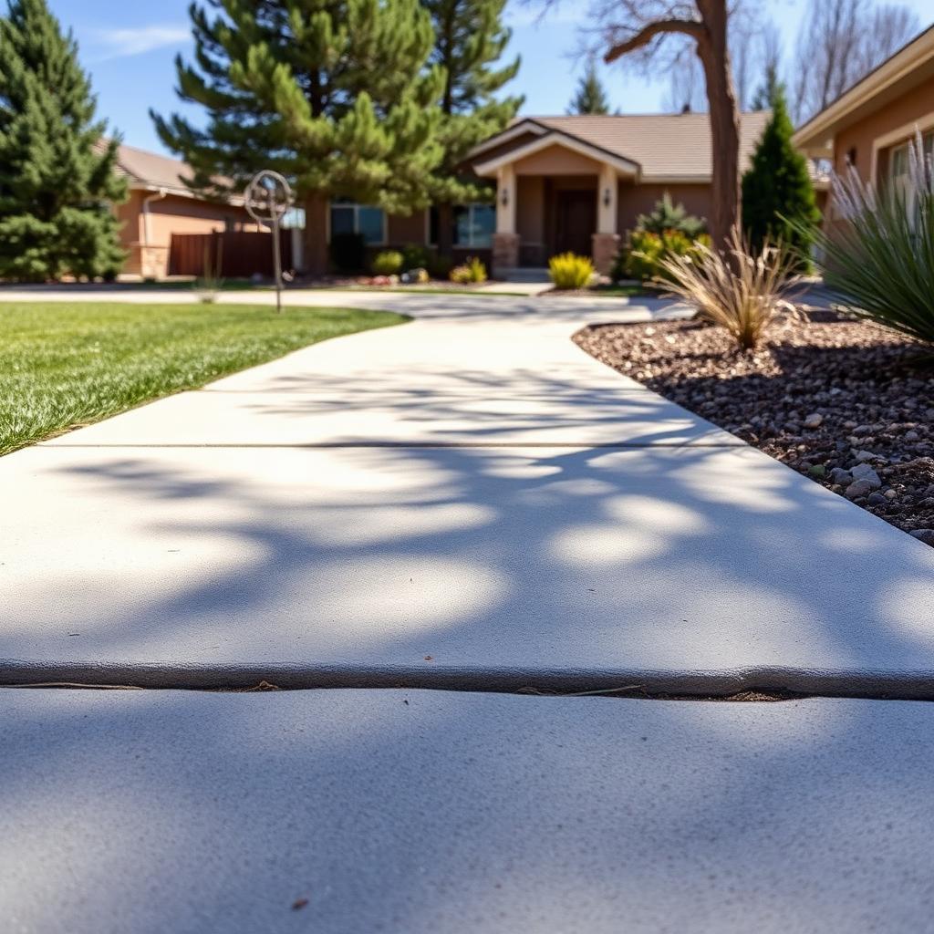 Uneven residential sidewalk in a Colorado Springs, CO neighborhood restored to a safe walking surface with polyurethane concrete leveling